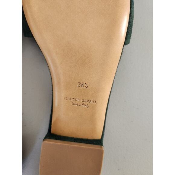 New Mansur Gavriel Suede Flat Slide Sandal Size 36.5 Dark Green - Picture 8 of 8